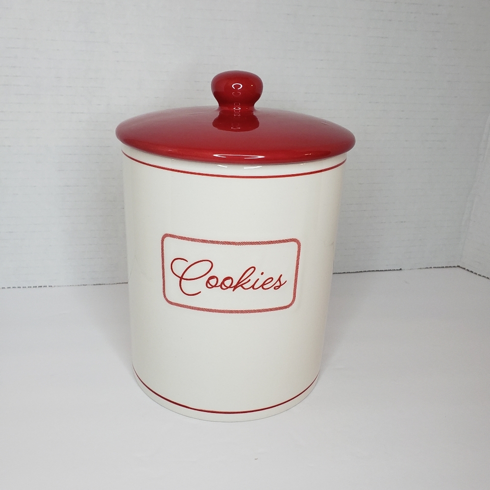 Target 🎯 BP Red & White Ceramic Cookie Jar
